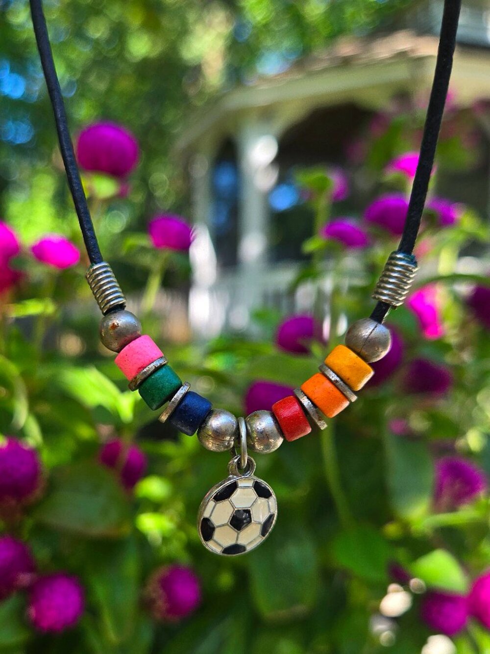 Vintage soccer ball necklace